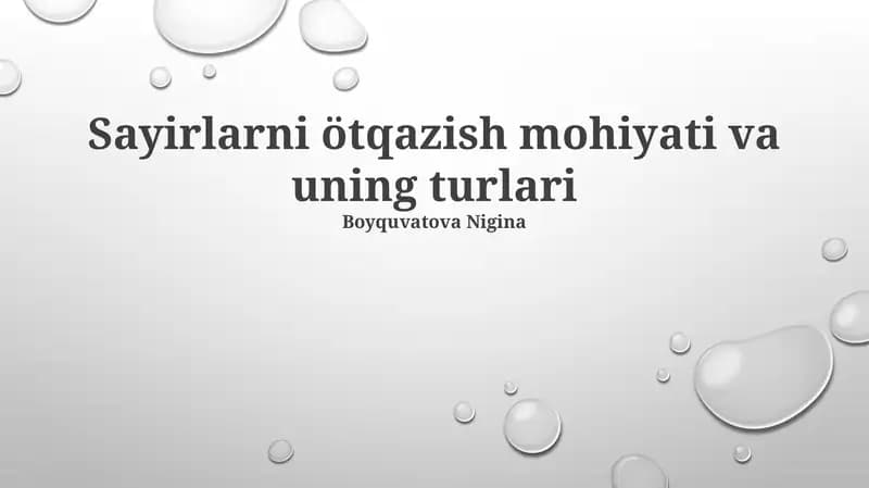 Sayirlarni ötqazish mohiyati va uning turlari