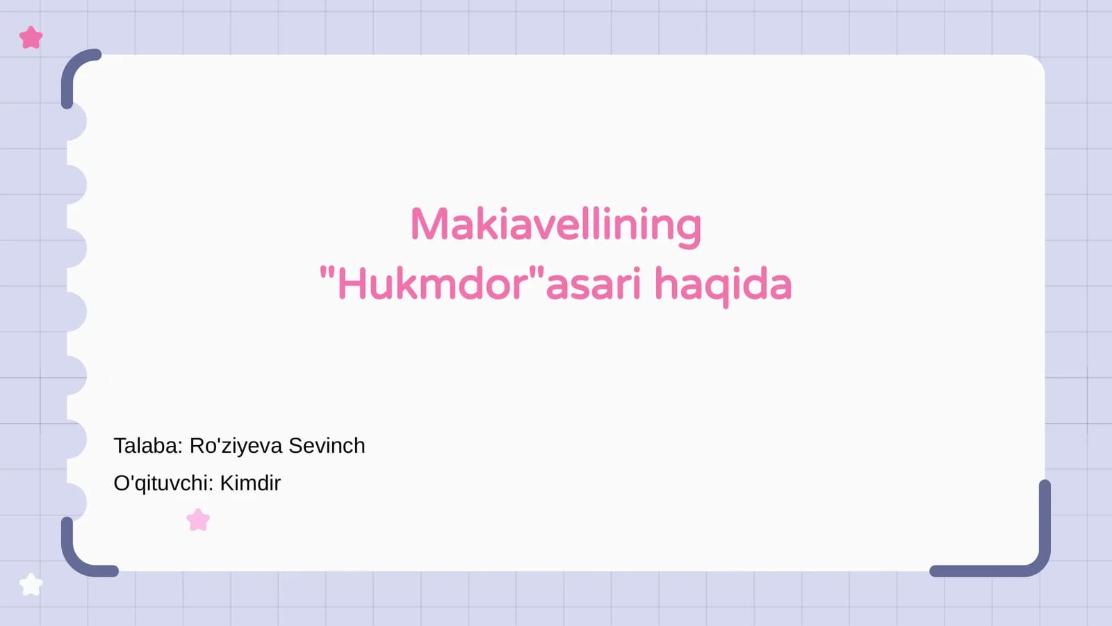 Makiavellining "Hukmdor" asari haqida
