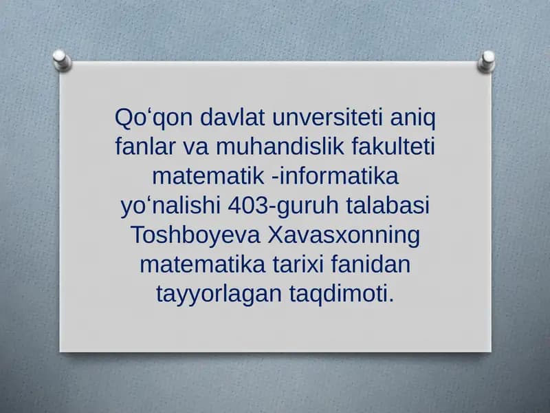 Eyler hayoti va ijodi. Funksiya tushunchasining rivojlanishi. Matematikaning yangi bilimlarining paydo bo‘lishi va rivojlanishi