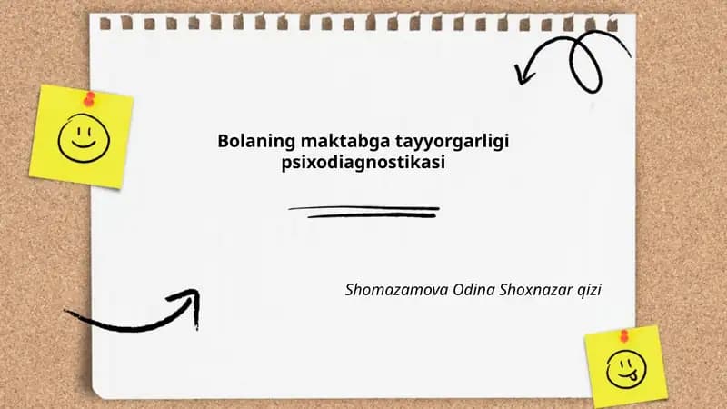 Bolaning maktabga tayyorgarligi psixodiagnostikasi