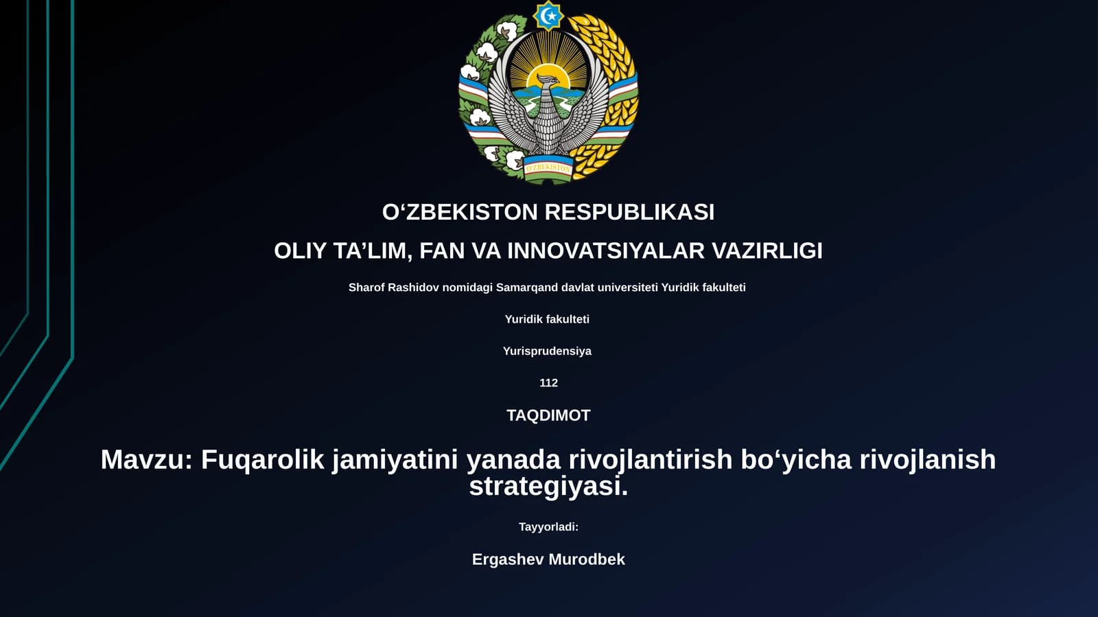 Fuqarolik jamiyatini yanada rivojlantirish bo‘yicha rivojlanish strategiyasi