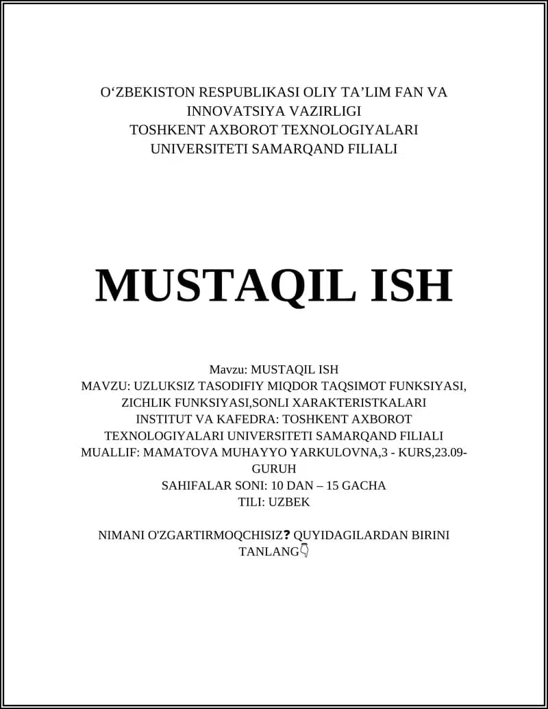 Uzluksiz tasodifiy miqdar