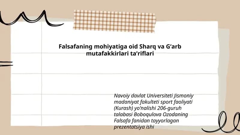 Falsafaning mohiyatiga oid Sharq va Gʻarb mutafakkirlari taʼriflari