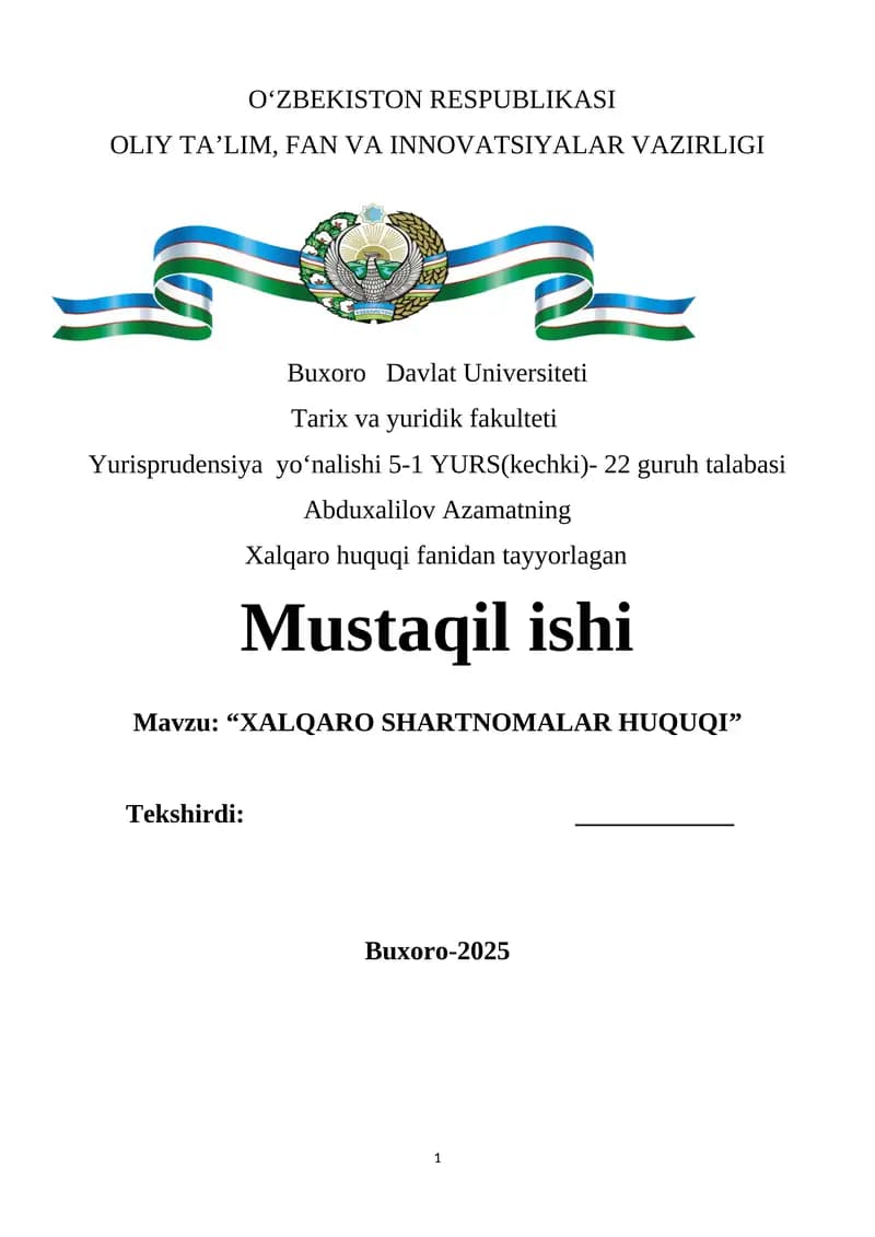 Xalqaro Shartnomalar Huquqi