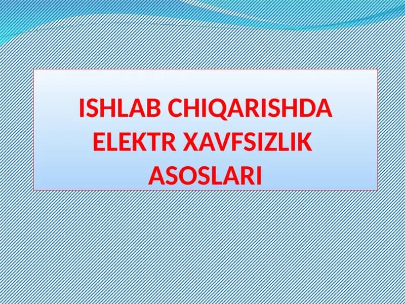 Elektr Xavfsizlikasoslari