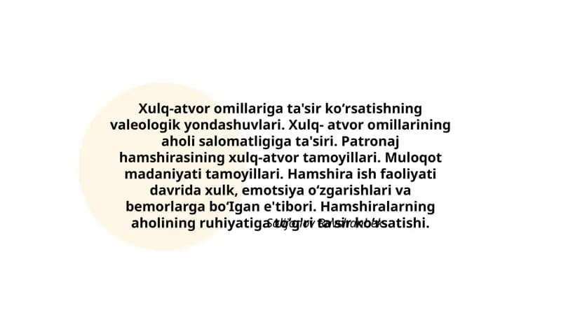 Xulq-atvor omillariga ta'sir koʻrsatishning valeologik yondashuvlari
