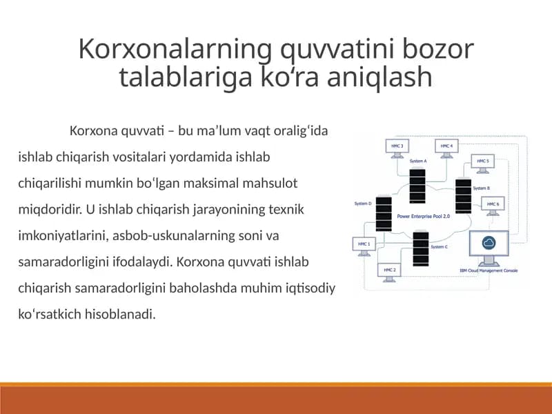 Korxonalarning quvvatini bozor talablariga ko‘ra aniqlash