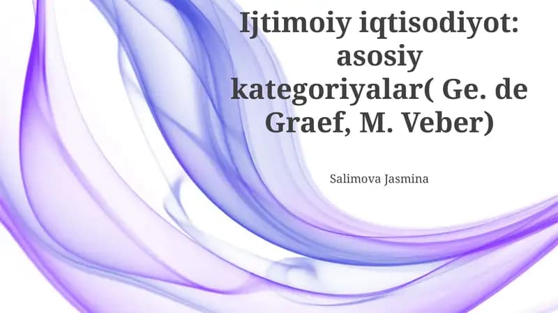 Ijtimoiy iqtisodiyot: asosiy kategoriyalar