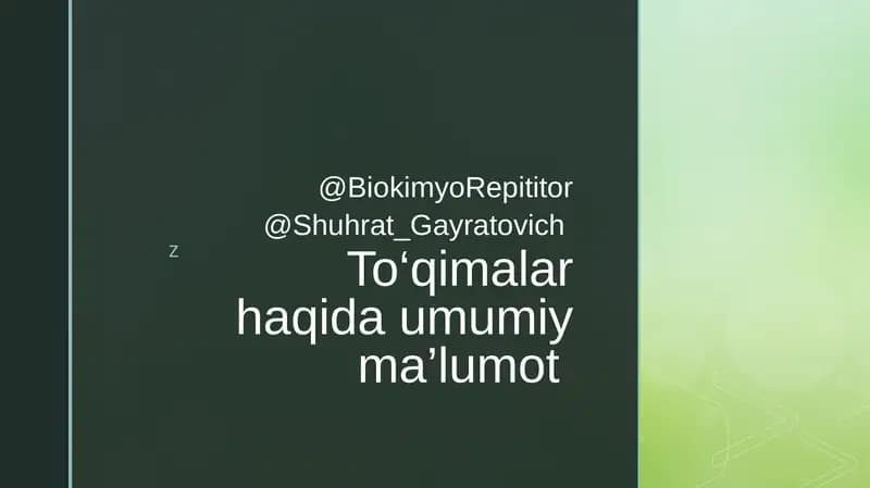 To‘qimalar haqida umumiy ma’lumot