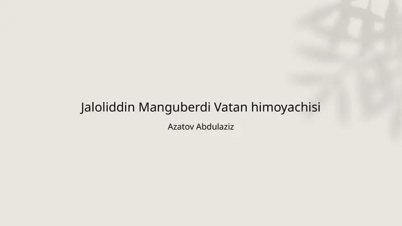 Jaloliddin Manguberdi Vatan himoyachisi