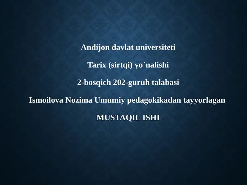 Ta’lim metodlari va vositalarini tahlil qilish