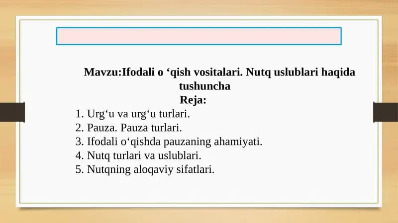 Ifodali o ‘qish vositalari