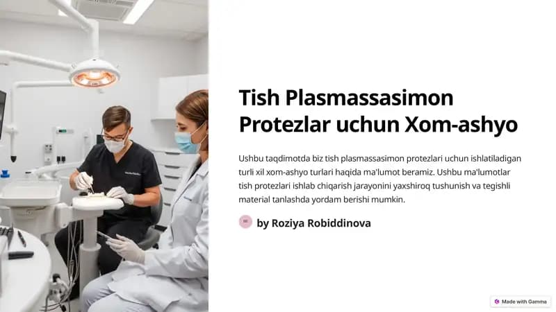 Tish Plasmassasimon Protezlar uchun Xom-ashyo
