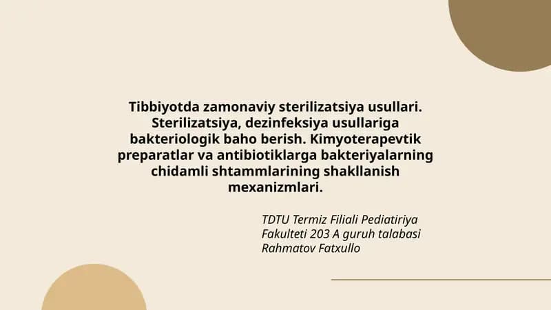 Zamonaviy Sterilizatsiya Usullari