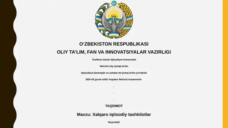 Xalqaro iqtisodiy tashkilotlar