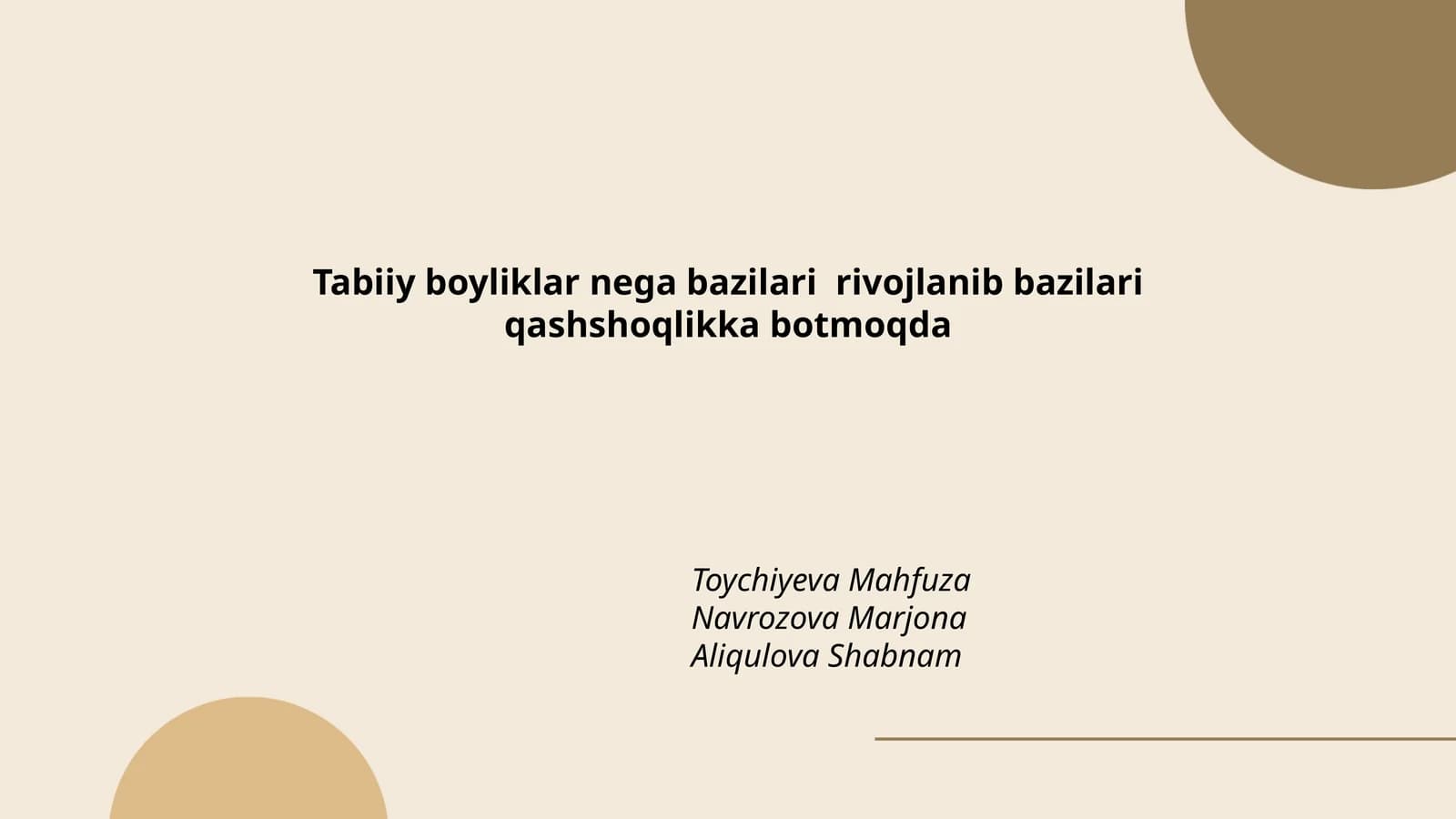 Tabiiy boyliklar nega bazilari rivojlanib bazilari qashshoqlikka botmoqda