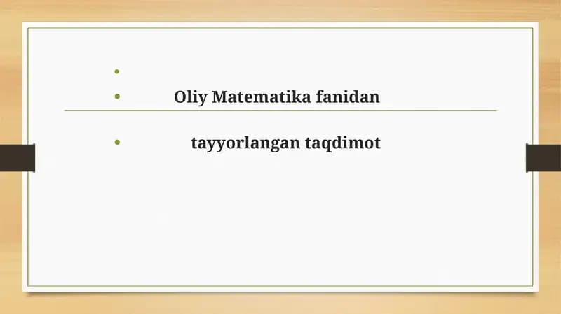 Tasodifiy hodisalar va ehtimollik.