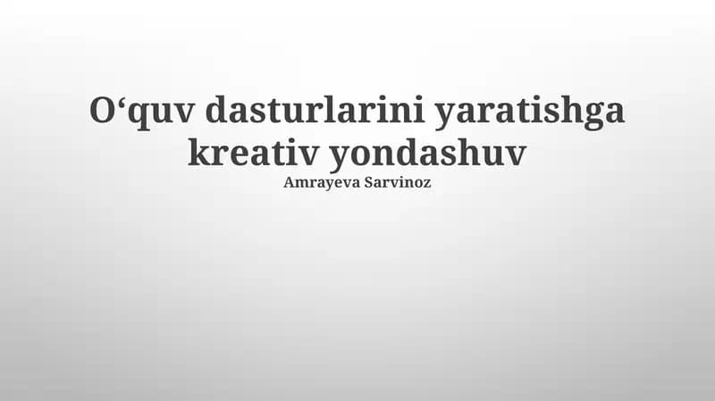 Ijodiy yondashuvni amaliyotga tatbiq etish