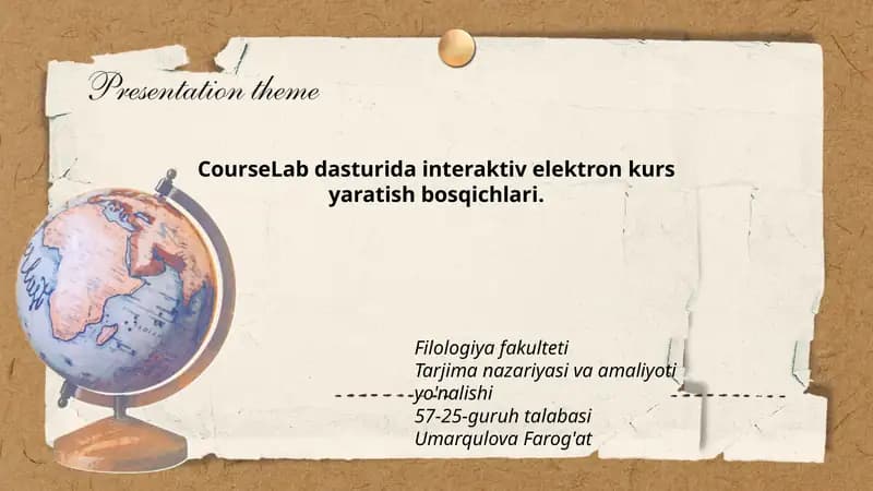 CourseLab dasturida interaktiv elektron kurs yaratish bosqichlari