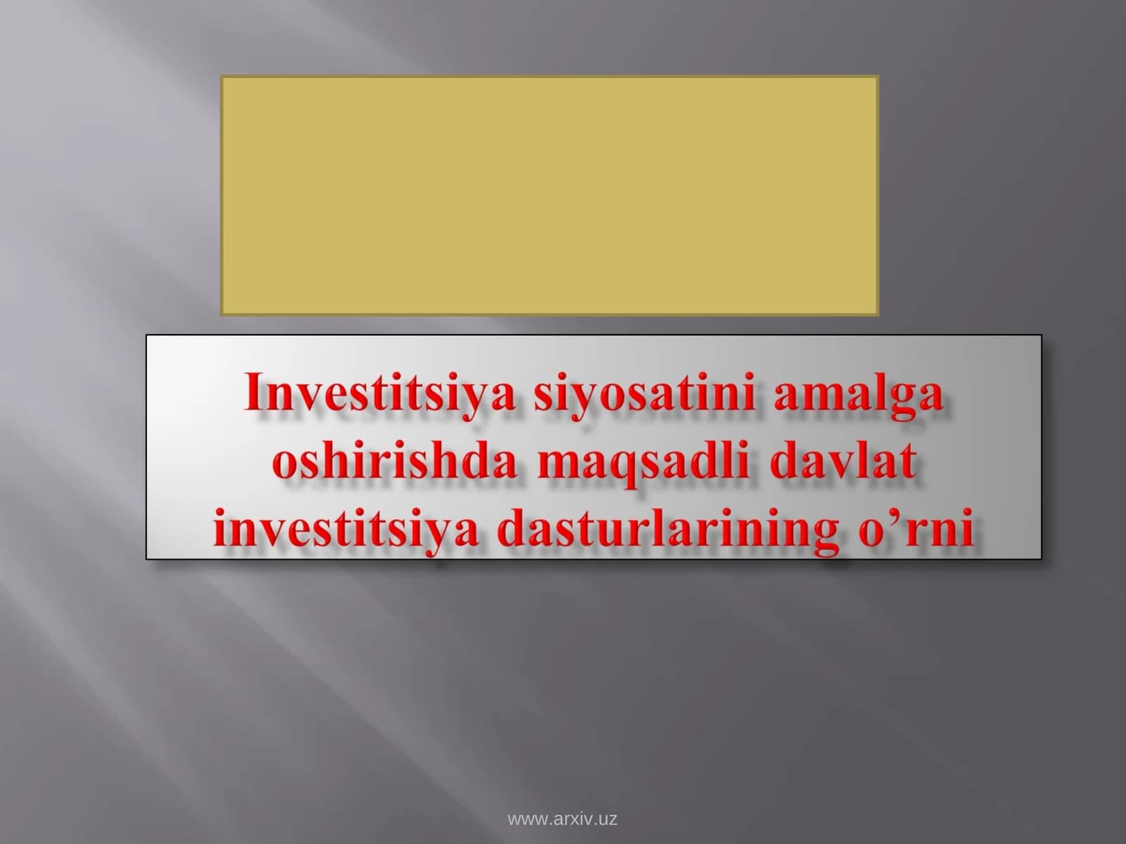 Investitsiya sohasidagi qonunchilik