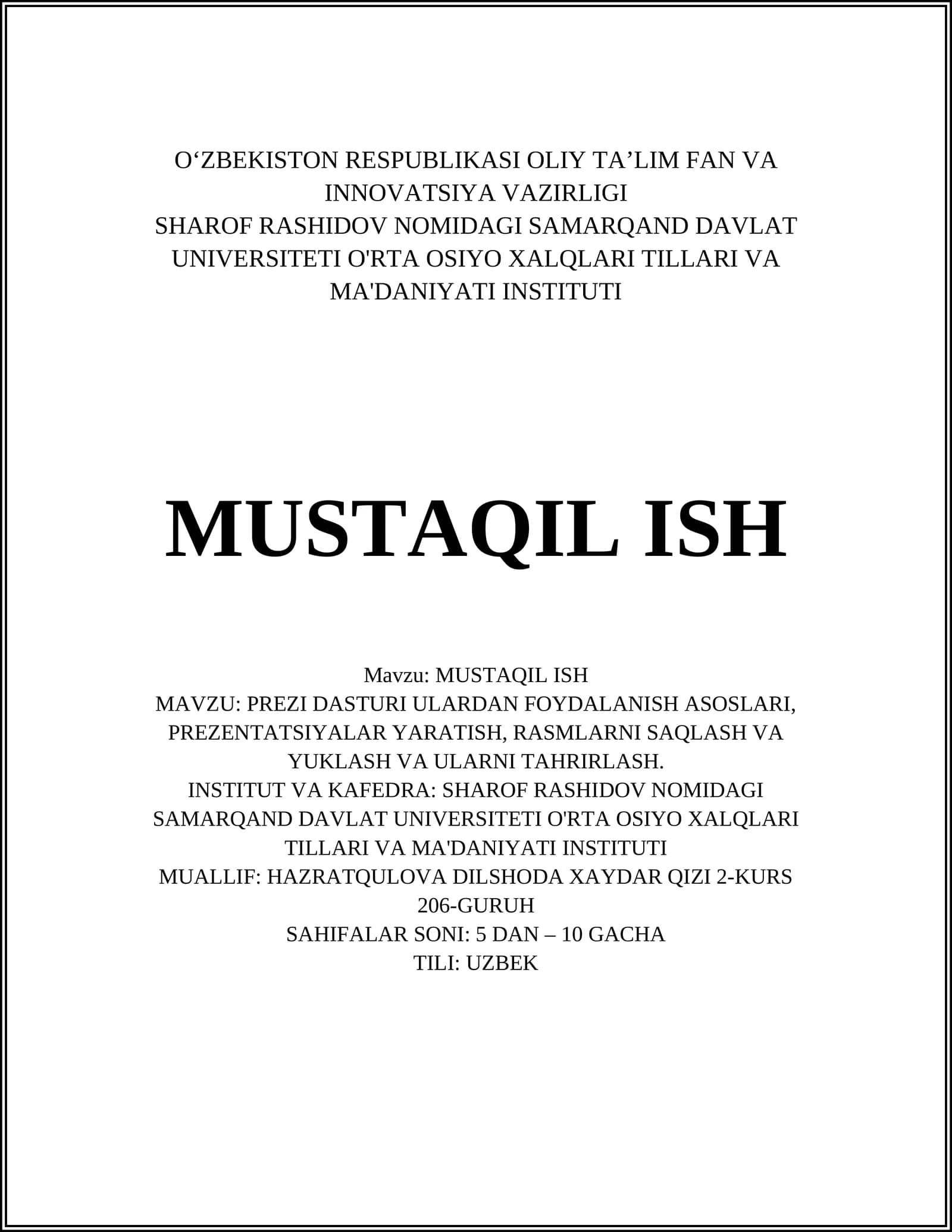 PREZI DASTURI ULARDAN FOYDALANISH ASOSLARI
