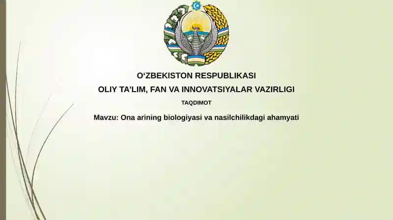 Onaarining biologiyasi va nasilchilikdagi ahamiyati