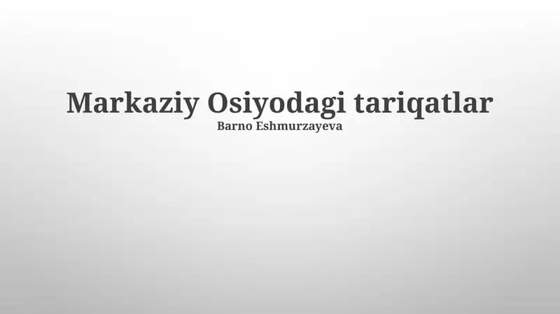 Markaziy Osiyodagi tariqatlar