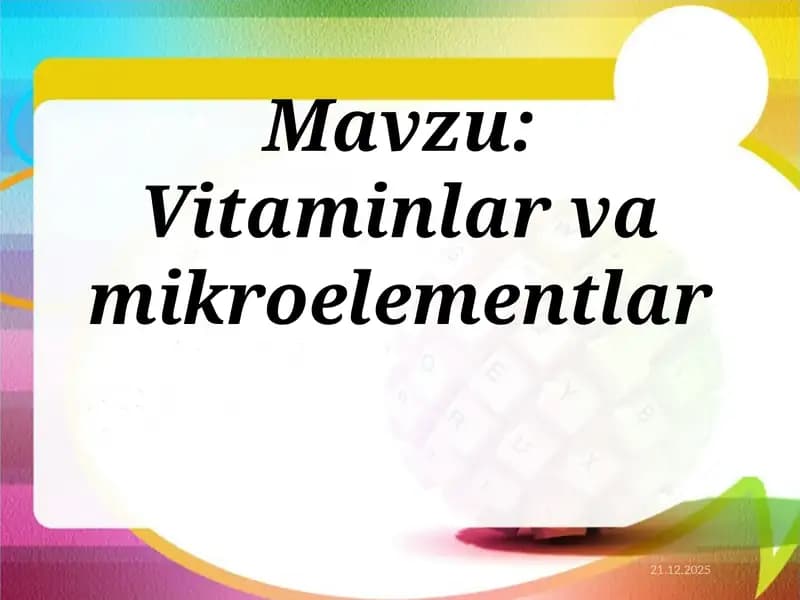 Vitaminlar va mikroelementlar