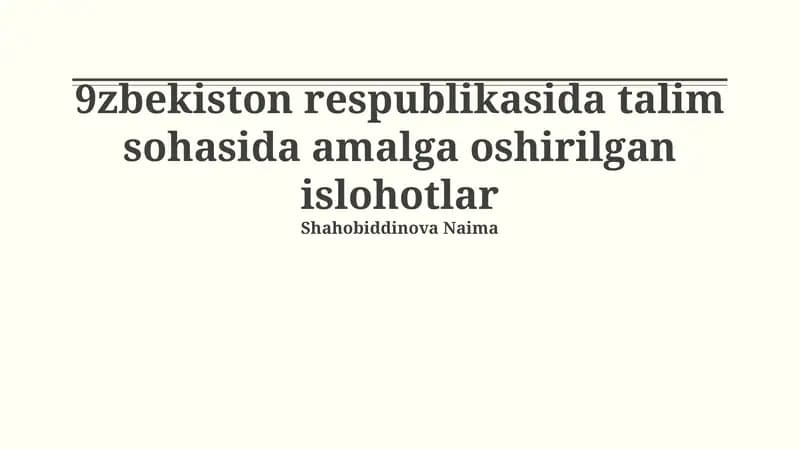 Ta'lim sohasidagi islohotlarning asosiy yo'nalishlari