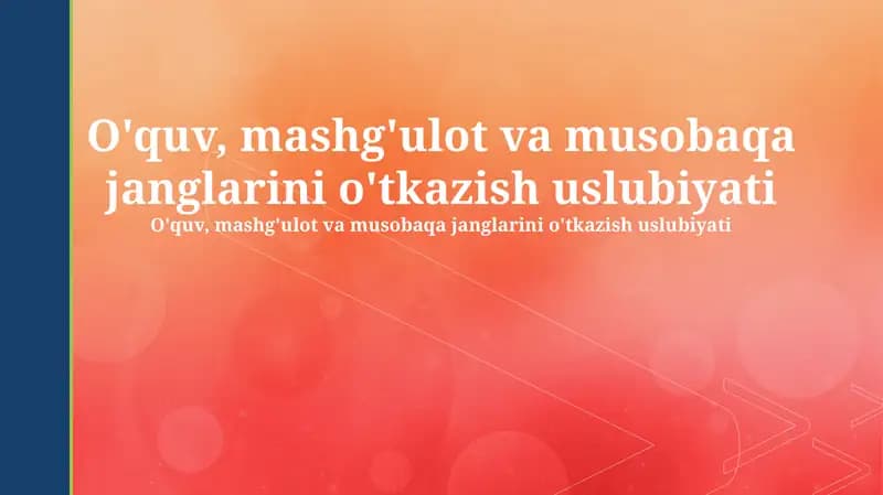 Mashg'ulot va Musobaqalarga Tayyorgarlik Metodologiyasi