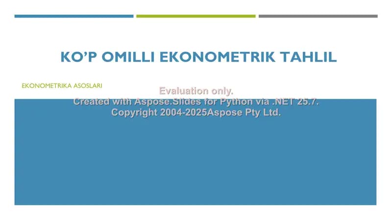 KO’P OMILLI EKONOMETRIK TAHLIL