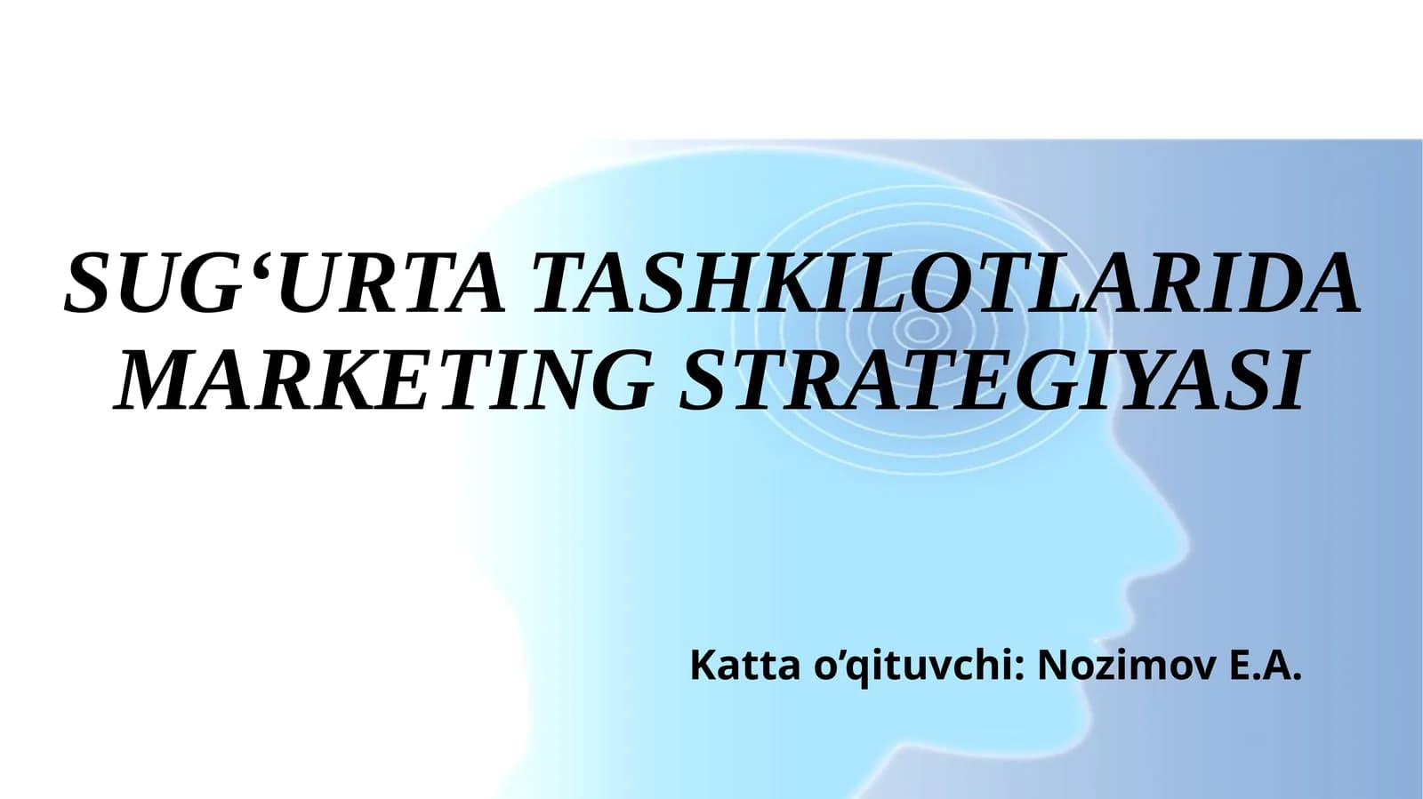 SUG‘URTA TASHKILOTLARIDA MARKETING STRATEGIYASI