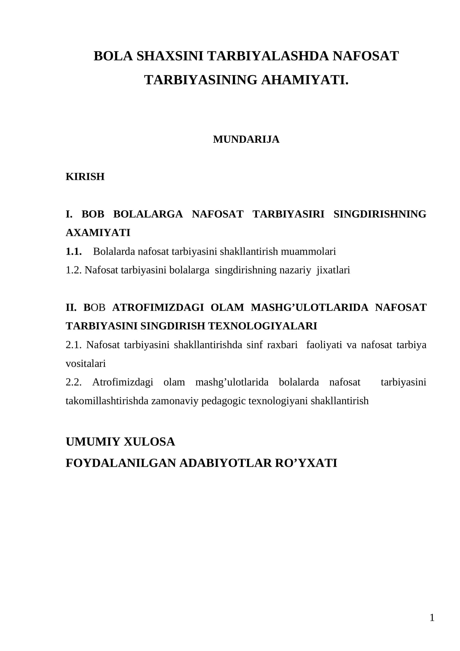 BOLA SHAXSINI TARBIYALASHDA NAFOSAT TARBIYASINING AHAMIYATI