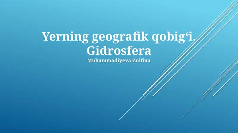 Gidrosfera: Yerning suvli qobig'i