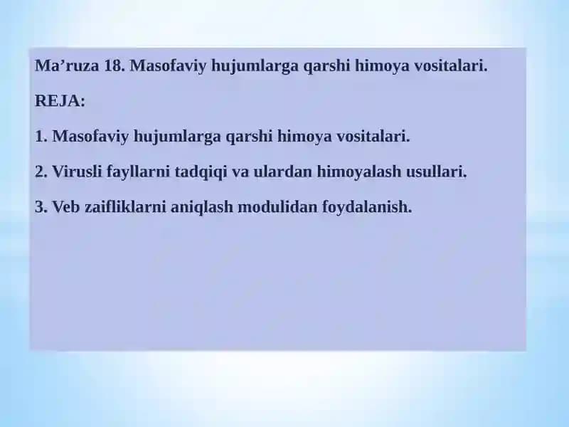 Masofaviy hujumlariga qarshi himoya vositalari
