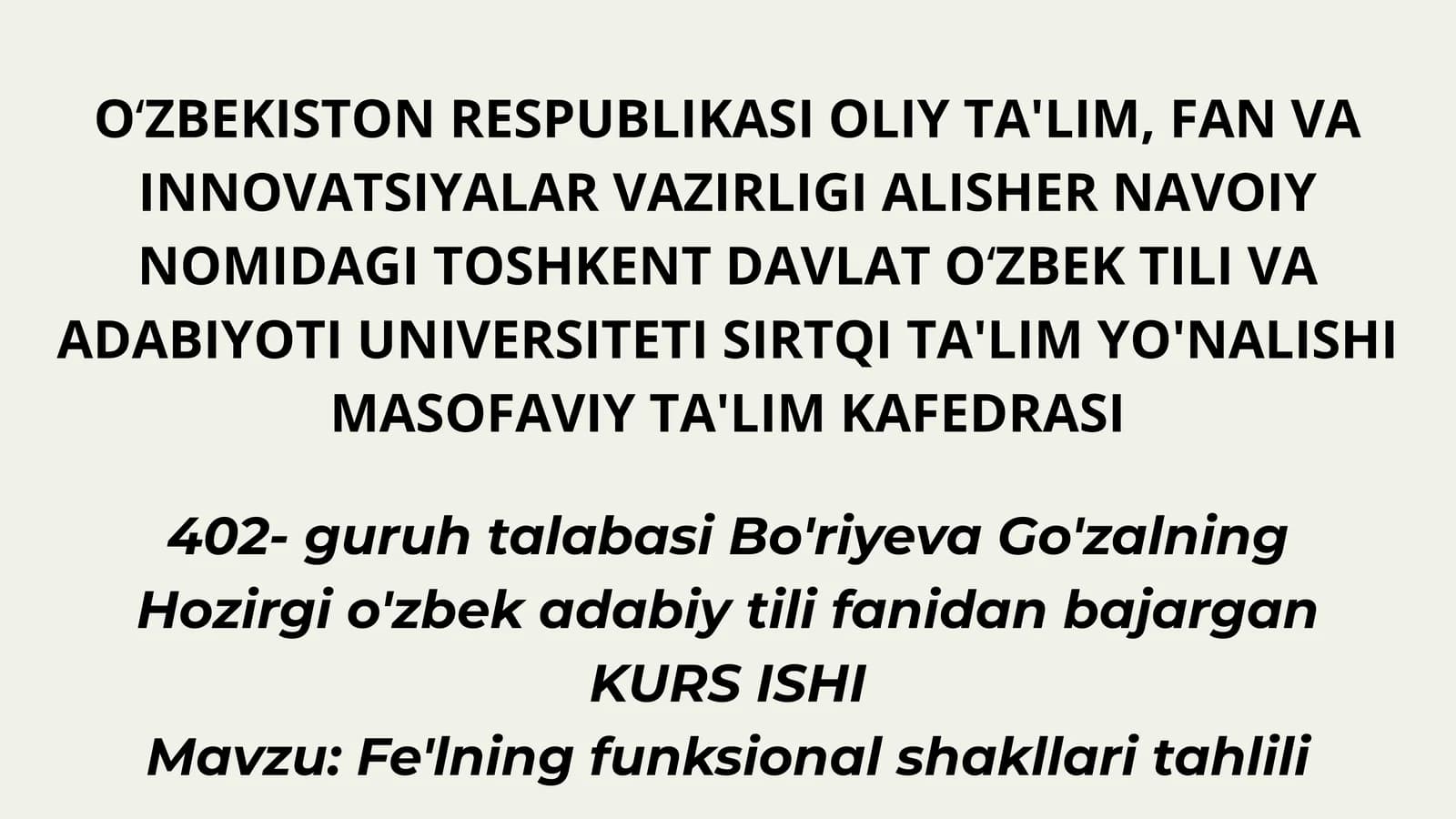 Fe'lning funksional shakllari tahlili
