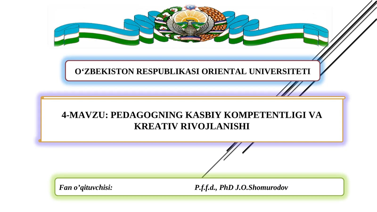 PEDAGOGNING KASBIY KOMPETENTLIGI VA KREATIV RIVOJLANISHI