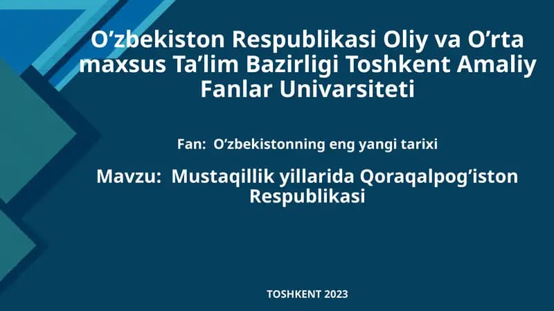 Mustaqillik yillarida Qoraqalpog’iston Respublikasi