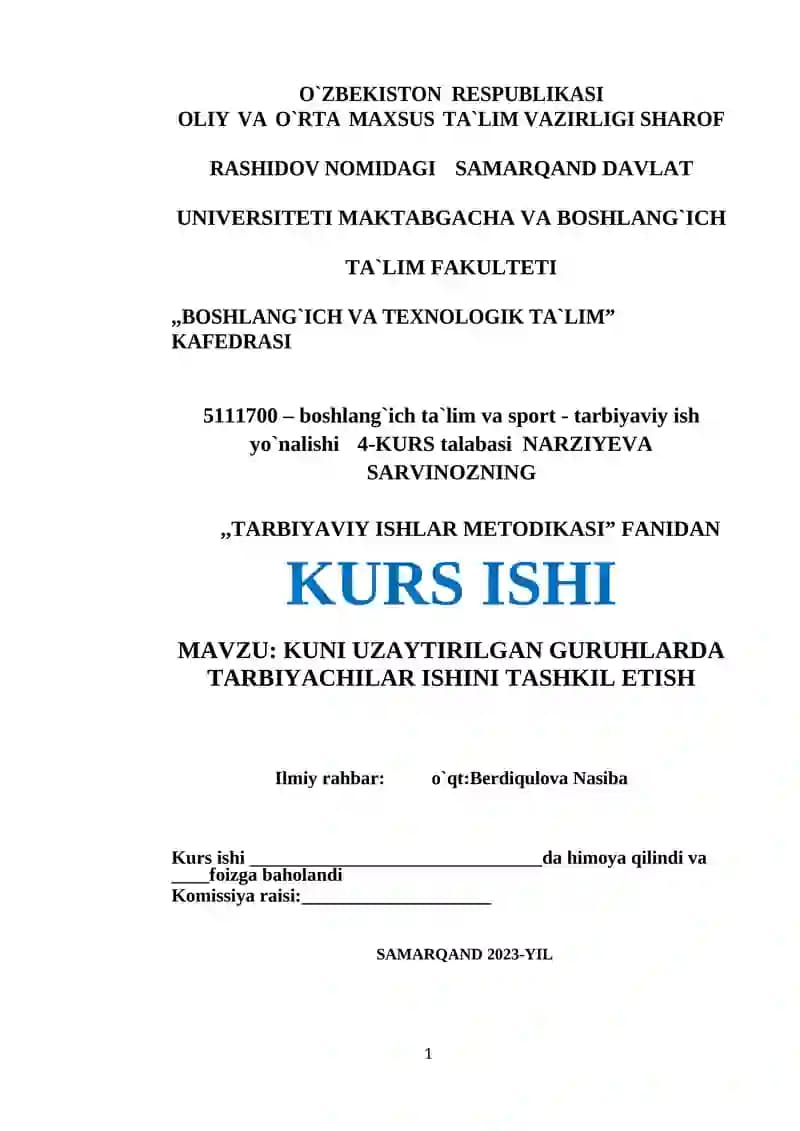 TARBIYAVIY ISHLAR METODIKASI