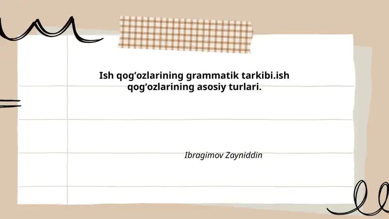 Ish qogʻozlarining grammatik tarkibi