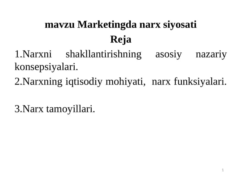 Marketingda narx siyosati