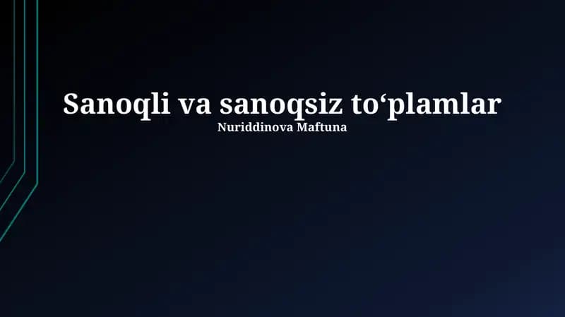 Sanoqli va sanoqsiz toʻplamlar