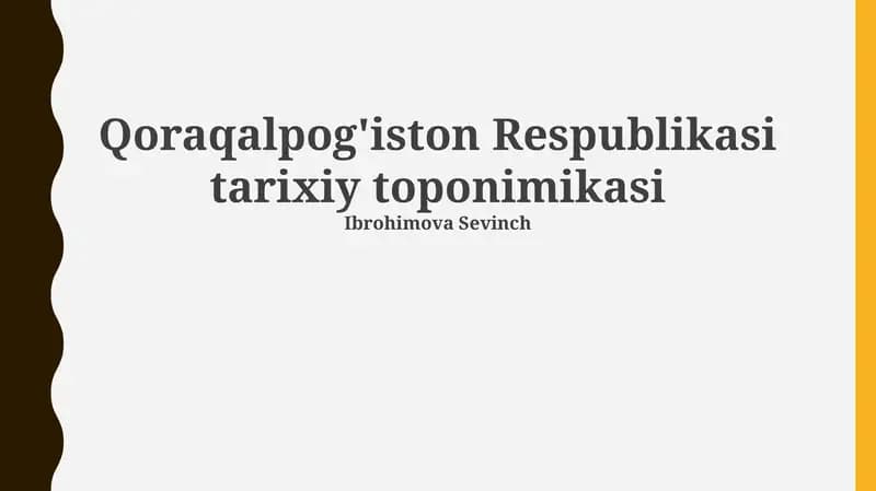 Qoraqalpog'iston Respublikasi tarixiy toponimikasi