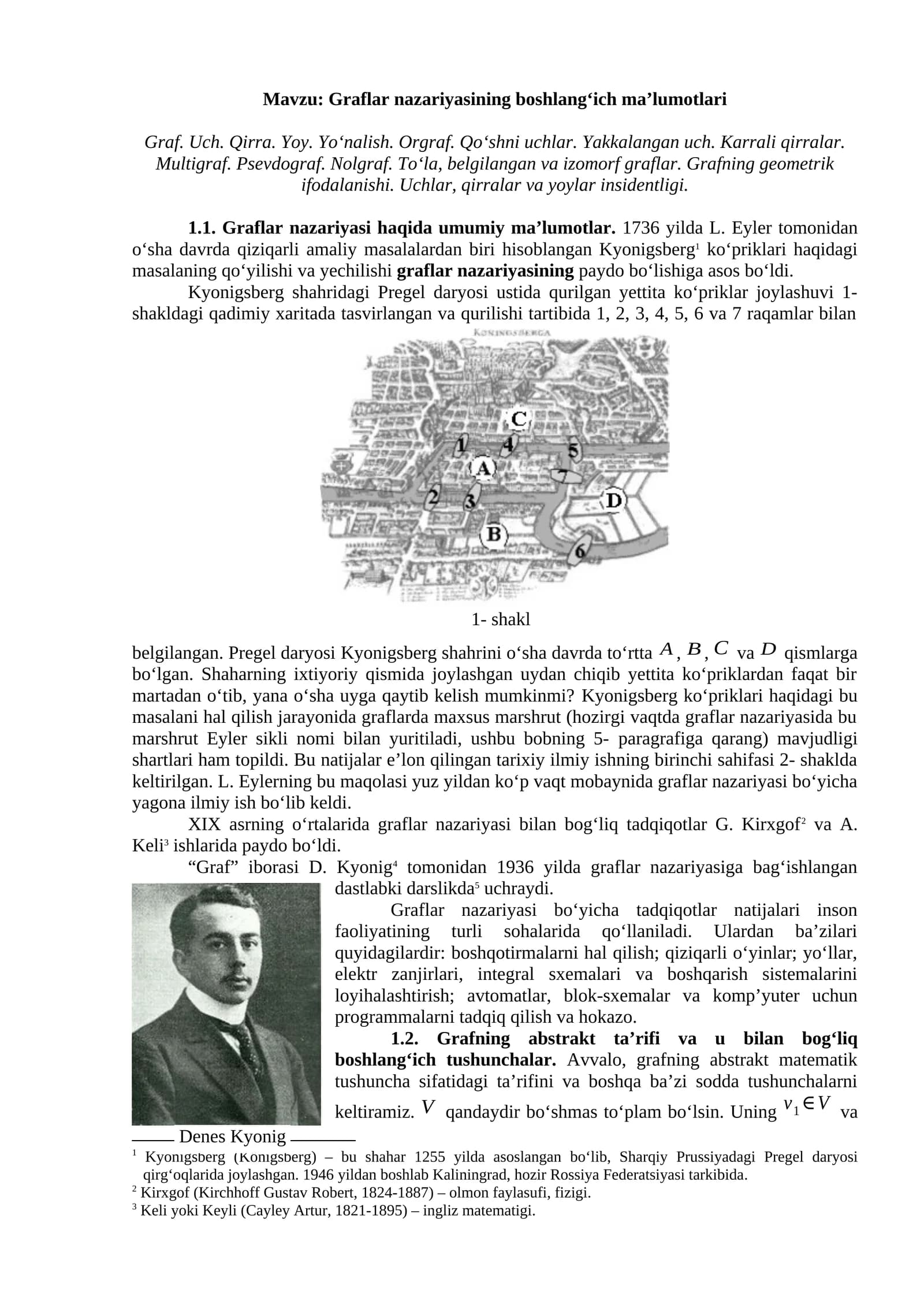 Graflar nazariyasining boshlang‘ich ma’lumotlari