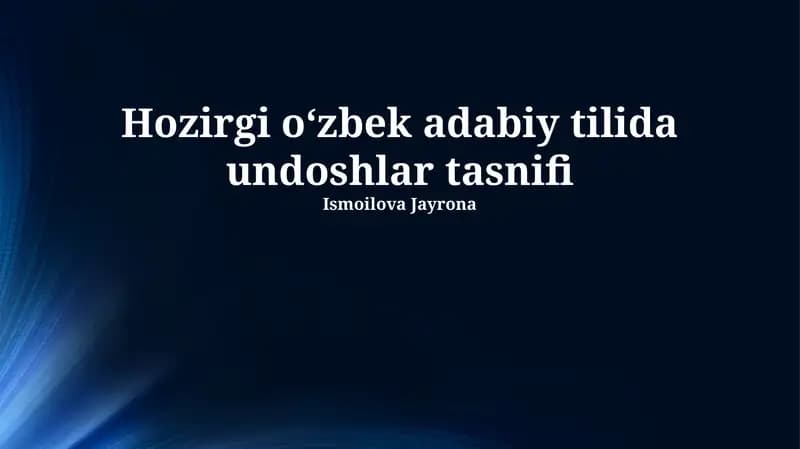 Undoshlar tasnifi