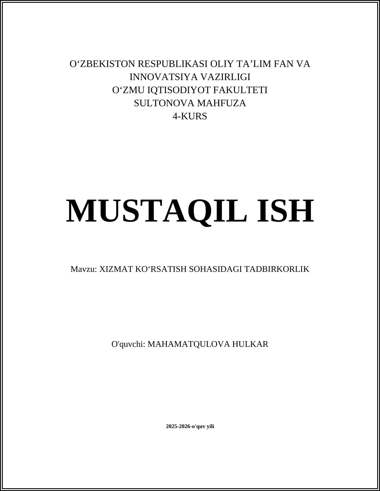 Bozor tahlili va mijoz segmentatsiyasi xizmat ko‘rsatish sohasida tadbirkorlik