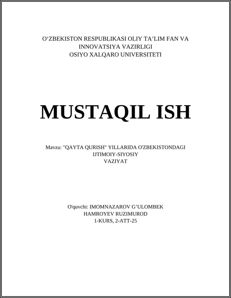 QAYTA QURISH
