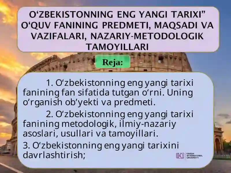 O‘zbekistonning eng yangi tarixi fanlari