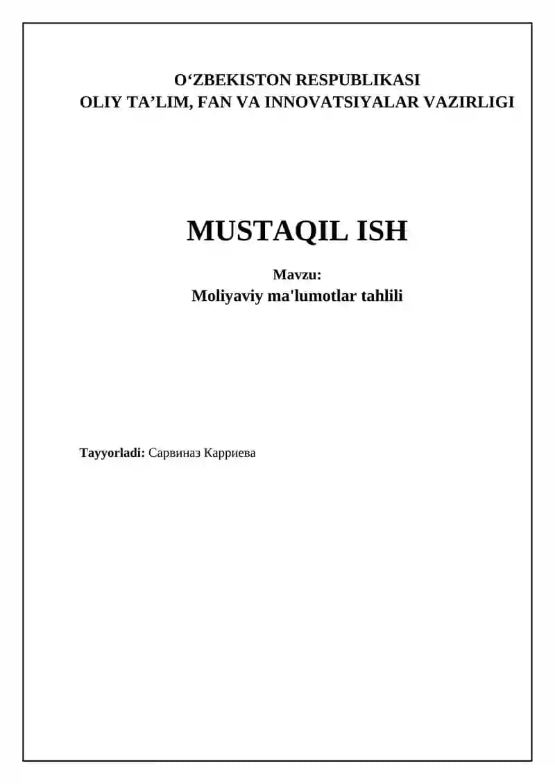 Moliyaviy ma'lumotlar tahlili