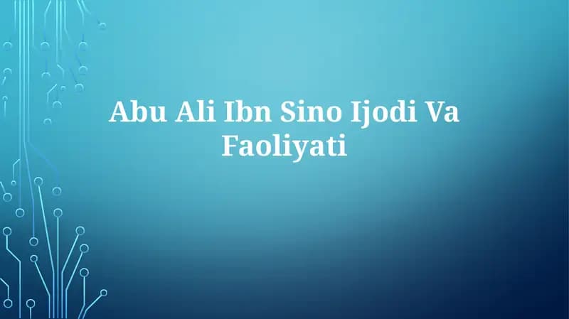 Abu Ali Ibn Sino IjodiVaFaoliyati